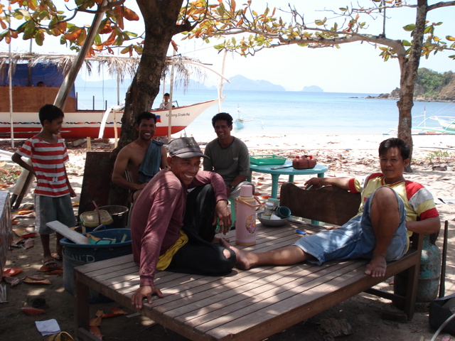 Fishing guys hanging out during the hot time of the day