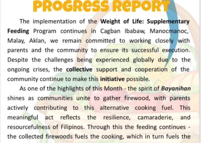 Children in Cagban Ibabaw Boracay receiving nutritious meals during the Rose CGI Weight of Life 2026 Supplementary Feeding Program.