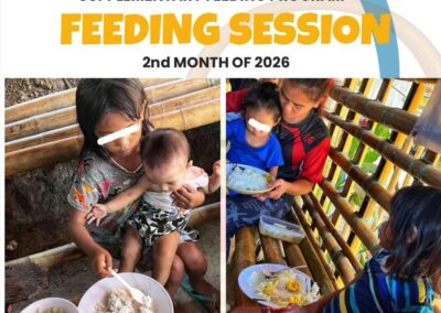 Children in Cagban Ibabaw Boracay receiving nutritious meals during the Rose CGI Weight of Life 2026 Supplementary Feeding Program.