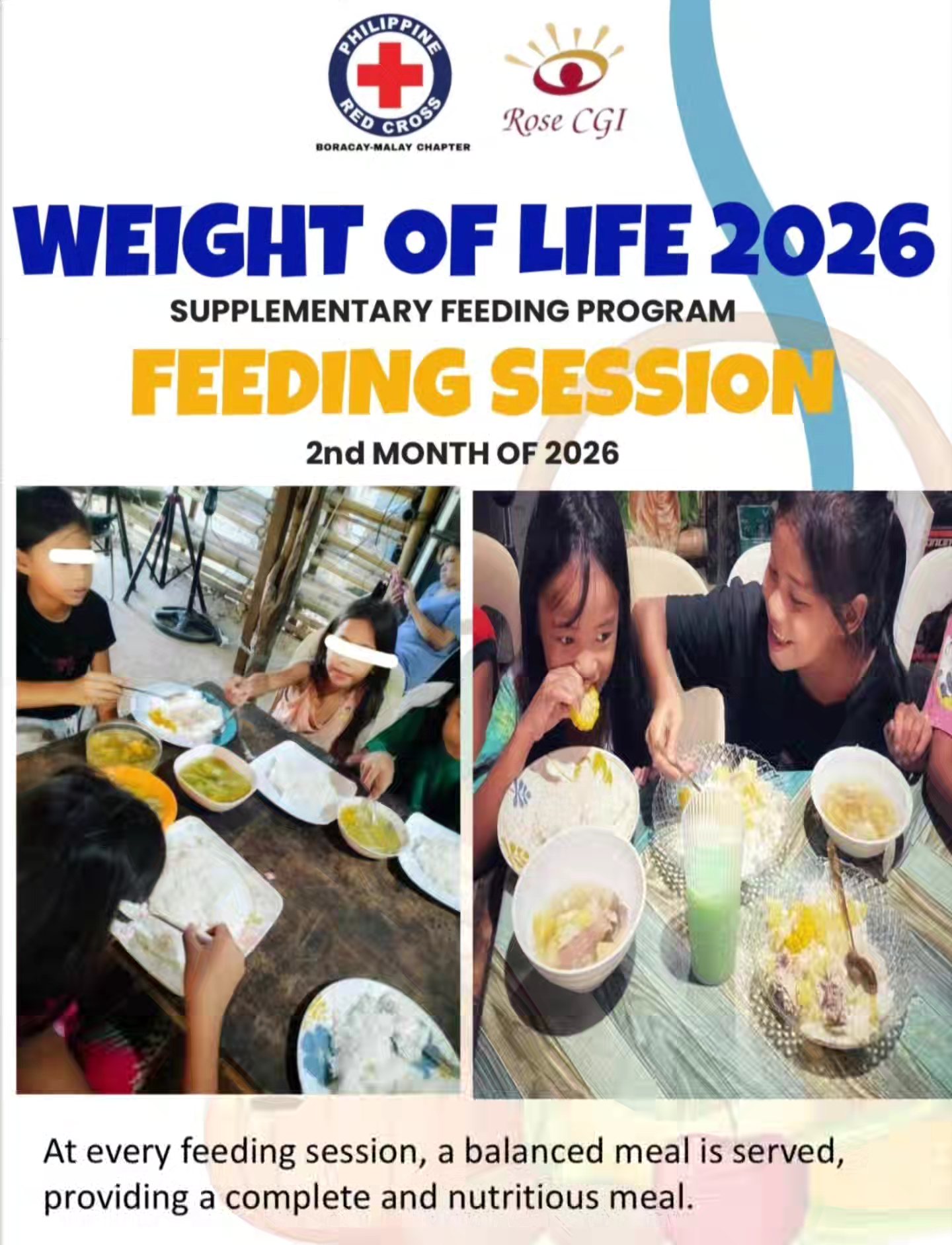 699906873_1427065552798375_4011267272856324407_n Children in Cagban Ibabaw Boracay receiving nutritious meals during the Rose CGI Weight of Life 2026 Supplementary Feeding Program.